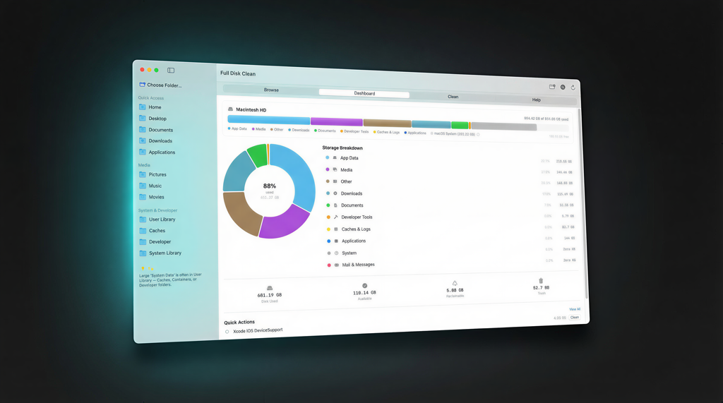 Dashboard tab showing donut chart and category breakdown